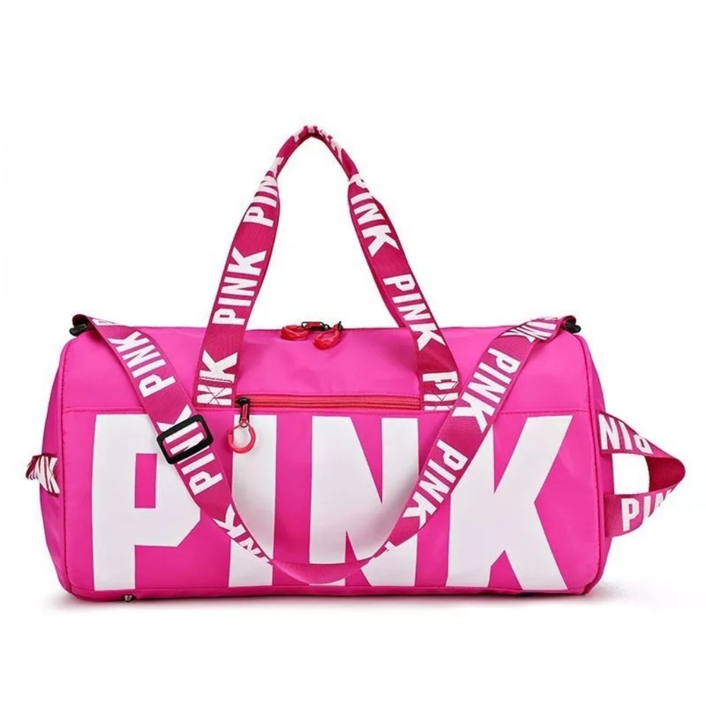 Pink duffle bag